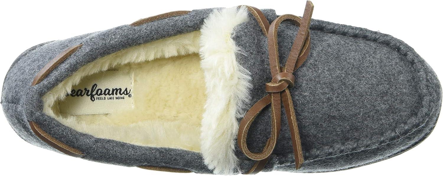 imageDearfoams Womens Wool Moccasin with Tie SlipperGrey