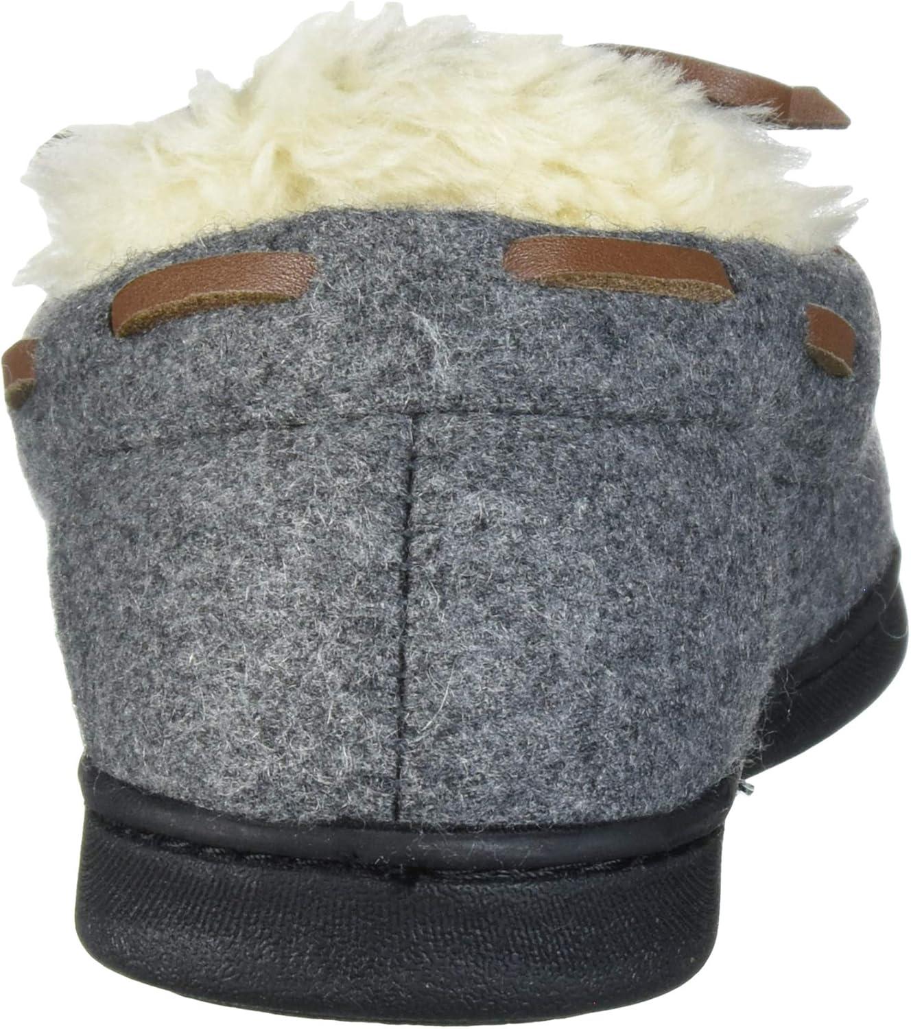 imageDearfoams Womens Wool Moccasin with Tie SlipperGrey