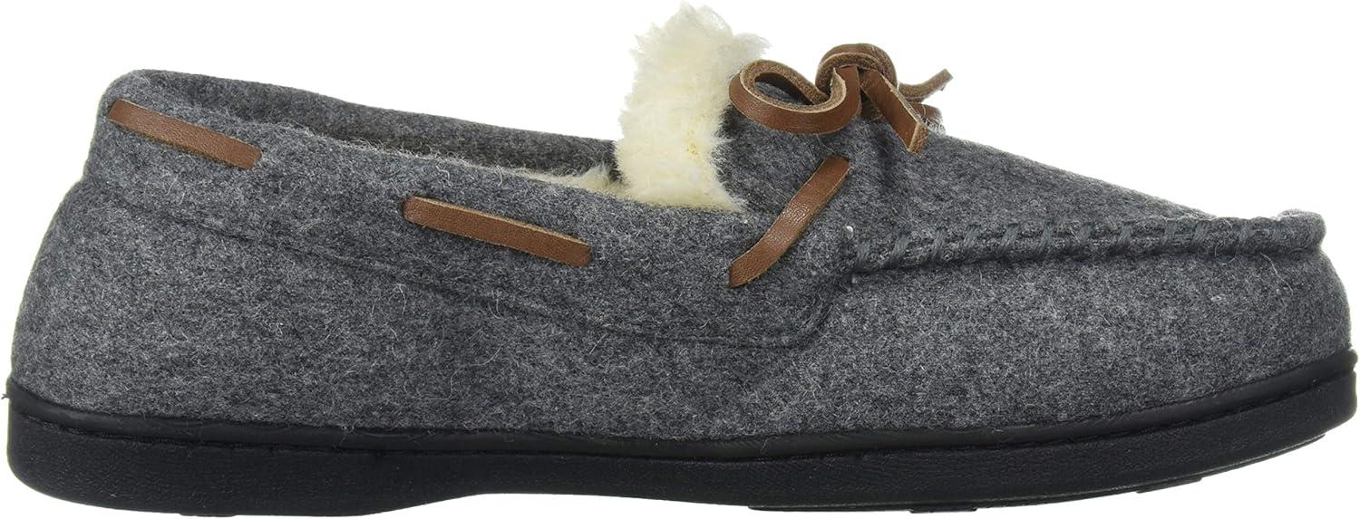 imageDearfoams Womens Wool Moccasin with Tie SlipperGrey