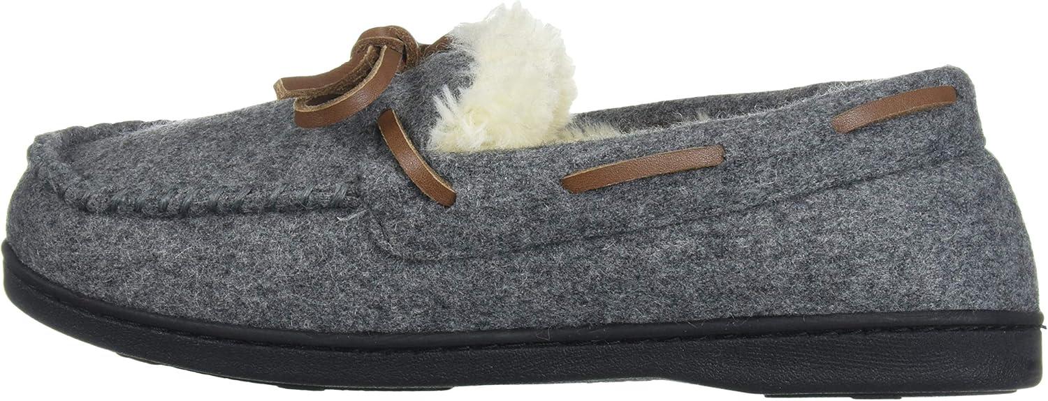 imageDearfoams Womens Wool Moccasin with Tie SlipperGrey