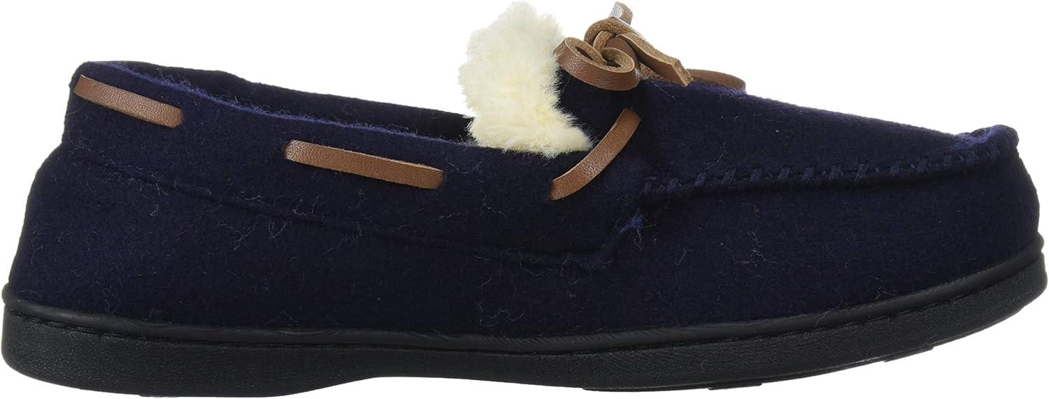 imageDearfoams Womens Wool Moccasin with Tie SlipperNavy Blazer