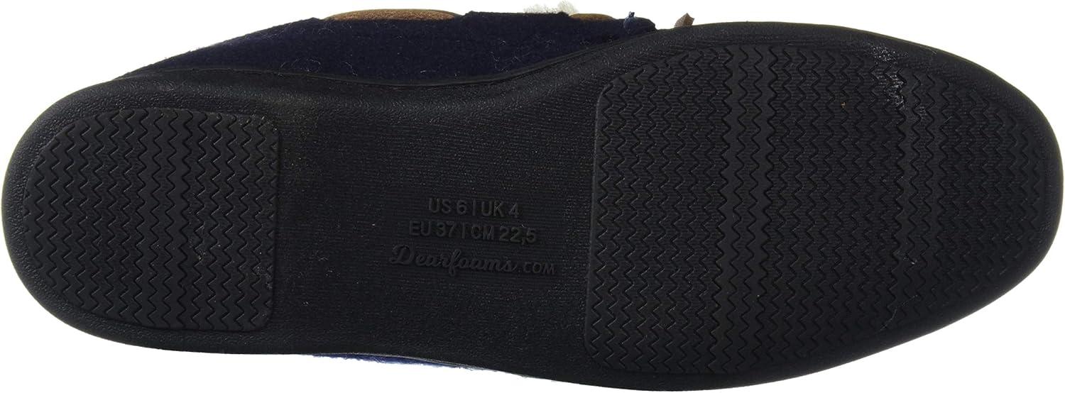 imageDearfoams Womens Wool Moccasin with Tie SlipperNavy Blazer