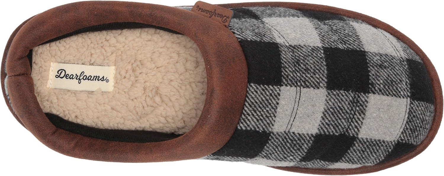 imageDearfoams mens Breathable Memory Foam Asher Clog House ShoeGrey Plaid