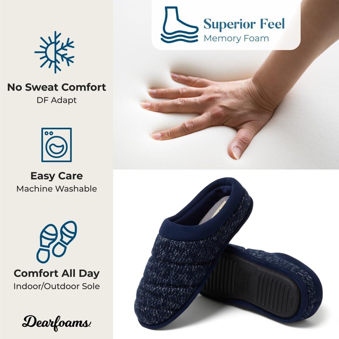 imageDearfoams mens Breathable Memory Foam Asher Clog House ShoeNavy Knit