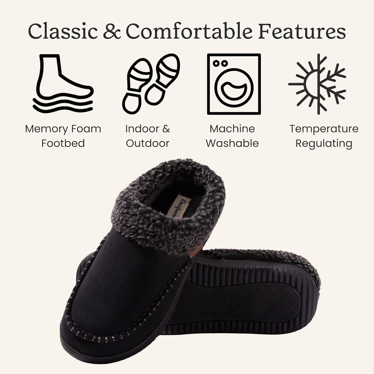 imageDearfoams mens Breathable Memory Foam Slip on Marshall Indoor House Shoe Moccasin SlipperBlack