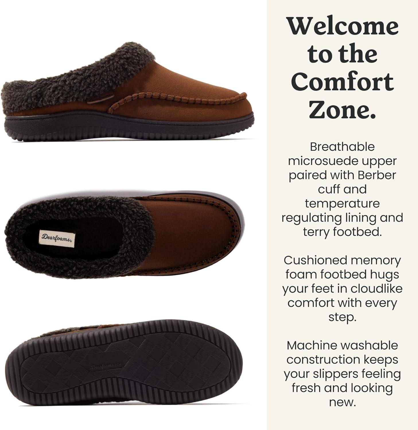 imageDearfoams mens Breathable Memory Foam Slip on Marshall Indoor House Shoe Moccasin SlipperChestnut