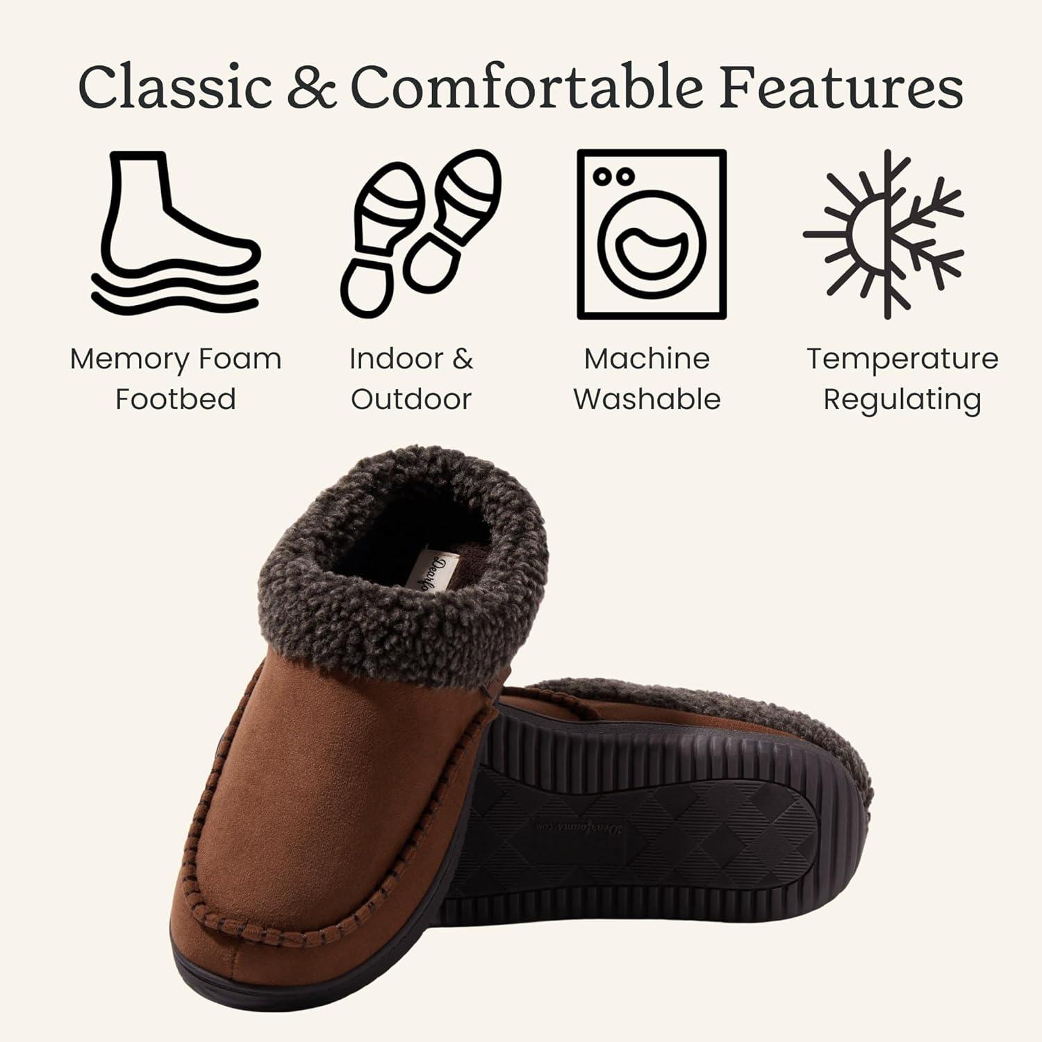 imageDearfoams mens Breathable Memory Foam Slip on Marshall Indoor House Shoe Moccasin SlipperChestnut