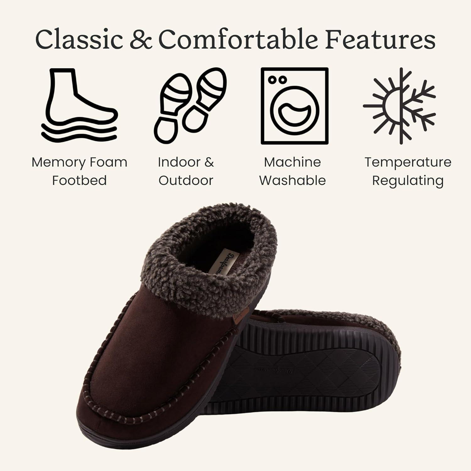 imageDearfoams mens Breathable Memory Foam Slip on Marshall Indoor House Shoe Moccasin SlipperCoffee