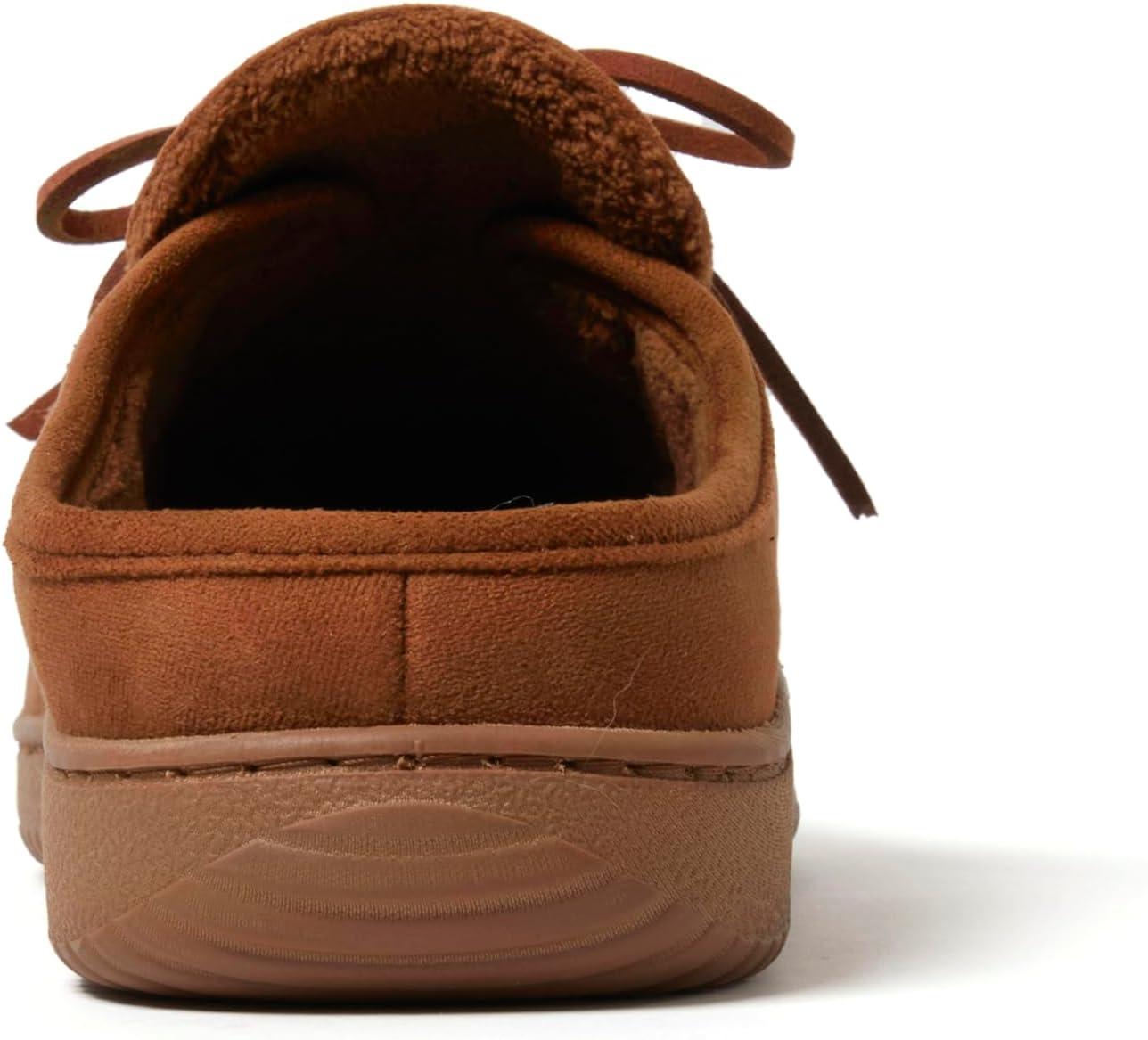 imageDearfoams mens Fowler Moc Toe Clog With Tie Indoor Outdoor Supportive House ShoeChestnut