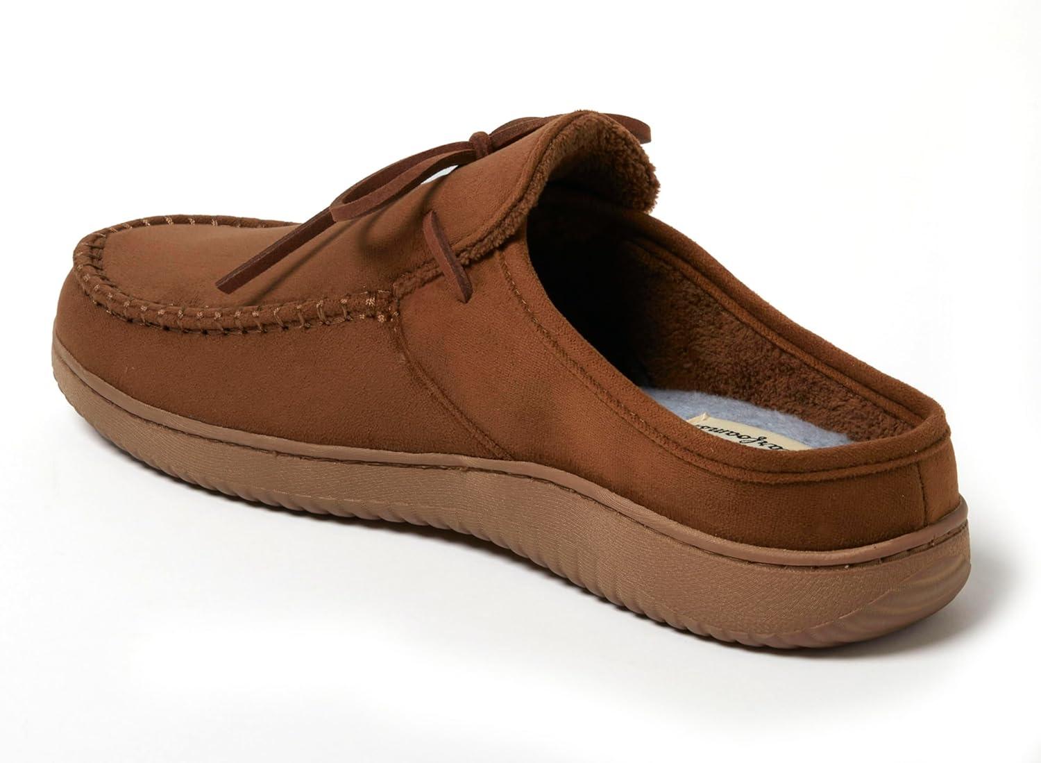 imageDearfoams mens Fowler Moc Toe Clog With Tie Indoor Outdoor Supportive House ShoeChestnut
