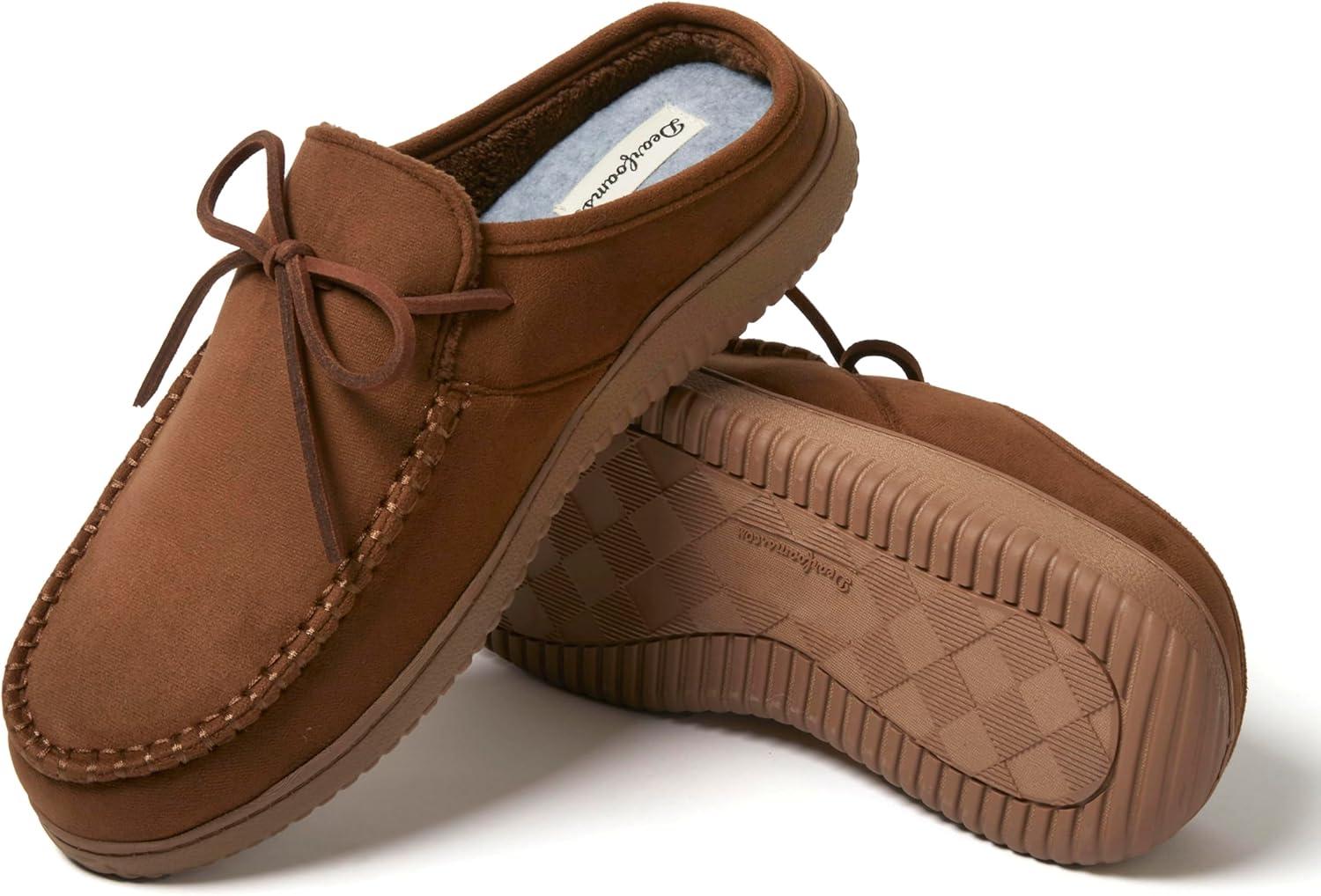 imageDearfoams mens Fowler Moc Toe Clog With Tie Indoor Outdoor Supportive House ShoeChestnut