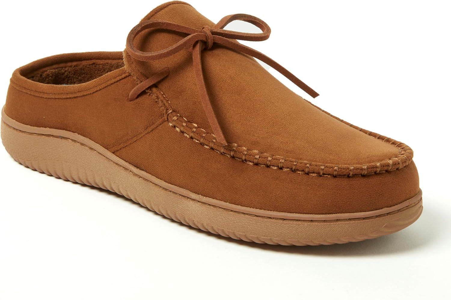 imageDearfoams mens Fowler Moc Toe Clog With Tie Indoor Outdoor Supportive House ShoeChestnut