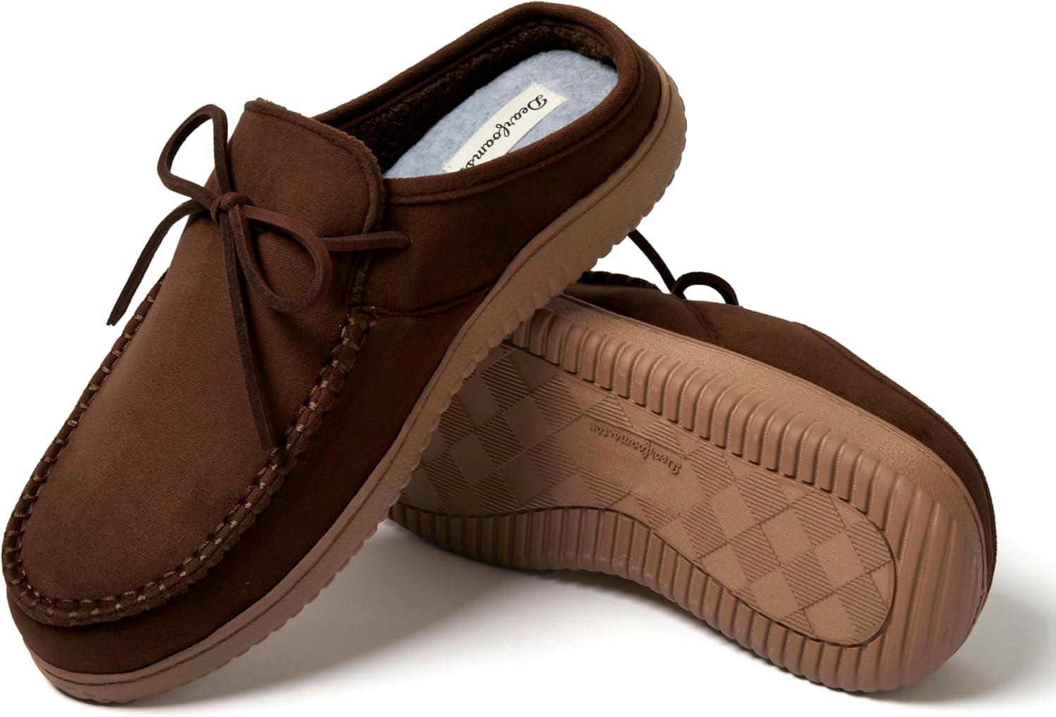imageDearfoams mens Fowler Moc Toe Clog With Tie Indoor Outdoor Supportive House ShoeCoffee