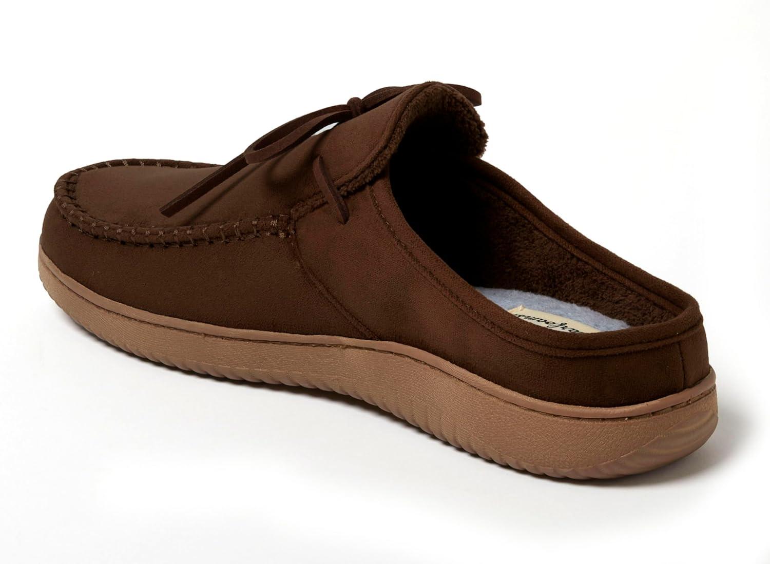 imageDearfoams mens Fowler Moc Toe Clog With Tie Indoor Outdoor Supportive House ShoeCoffee
