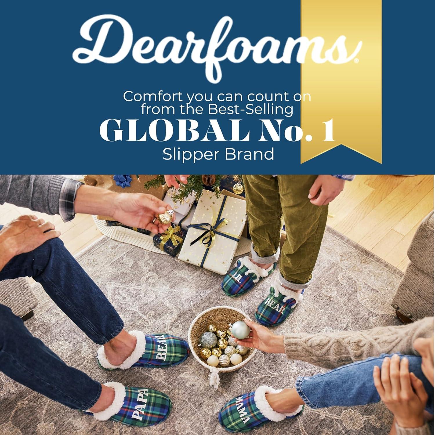 imageDearfoams mens Gifts for Dad Funny Fathers Day Papa Bear SlipperGreen Plaid