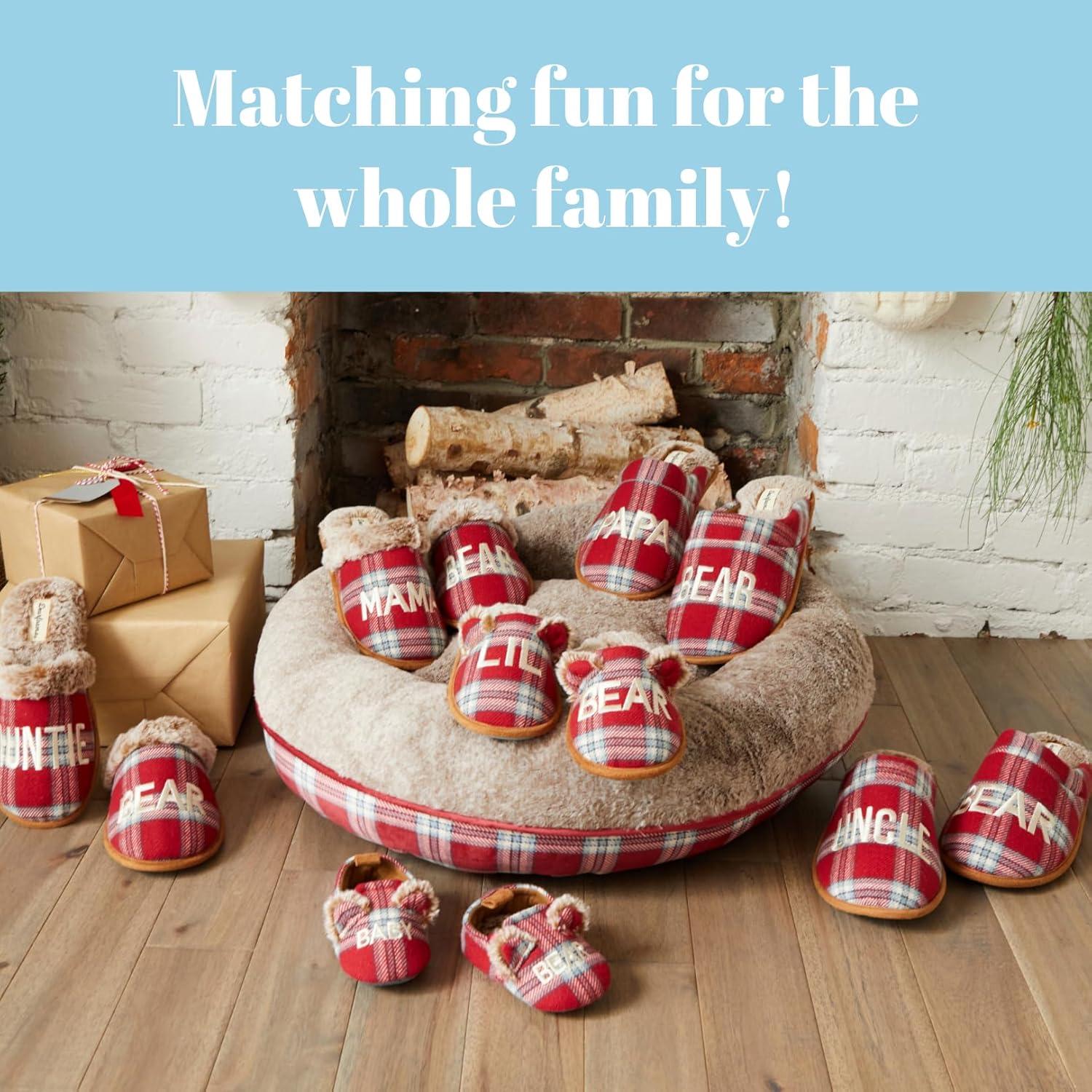 imageDearfoams mens Gifts for Dad Funny Fathers Day Papa Bear SlipperRedBlue Plaid