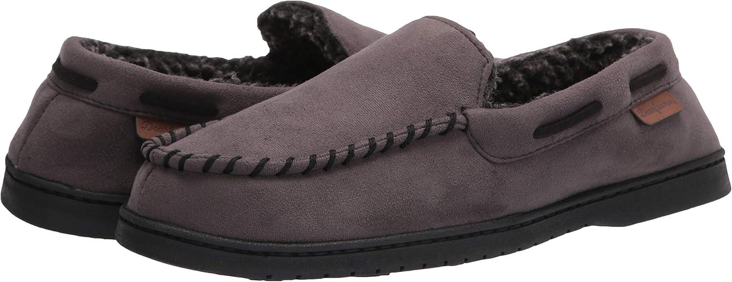imageDearfoams mens Keaton Memory Foam Indoor Outdoor Moccasin With Wide Widths SlipperPavement Microsuede