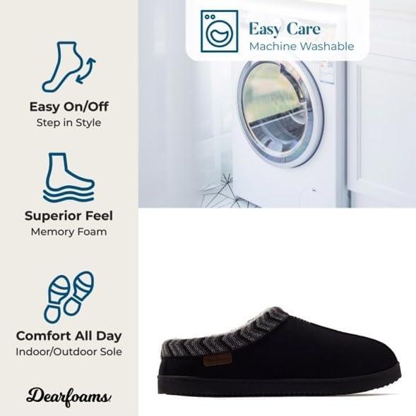 imageDearfoams mens Warner IndoorOutdoor Memory Foam Comfort ClogBlack