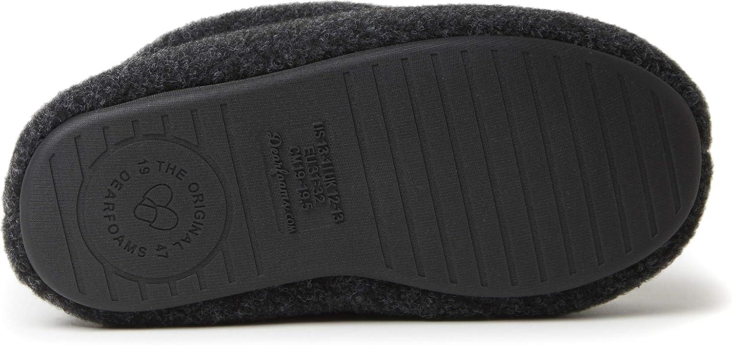 imageDearfoams unisex child Hunter Felted Plaid Moccasin Slipper Black Solid 1112 Big Kid US
