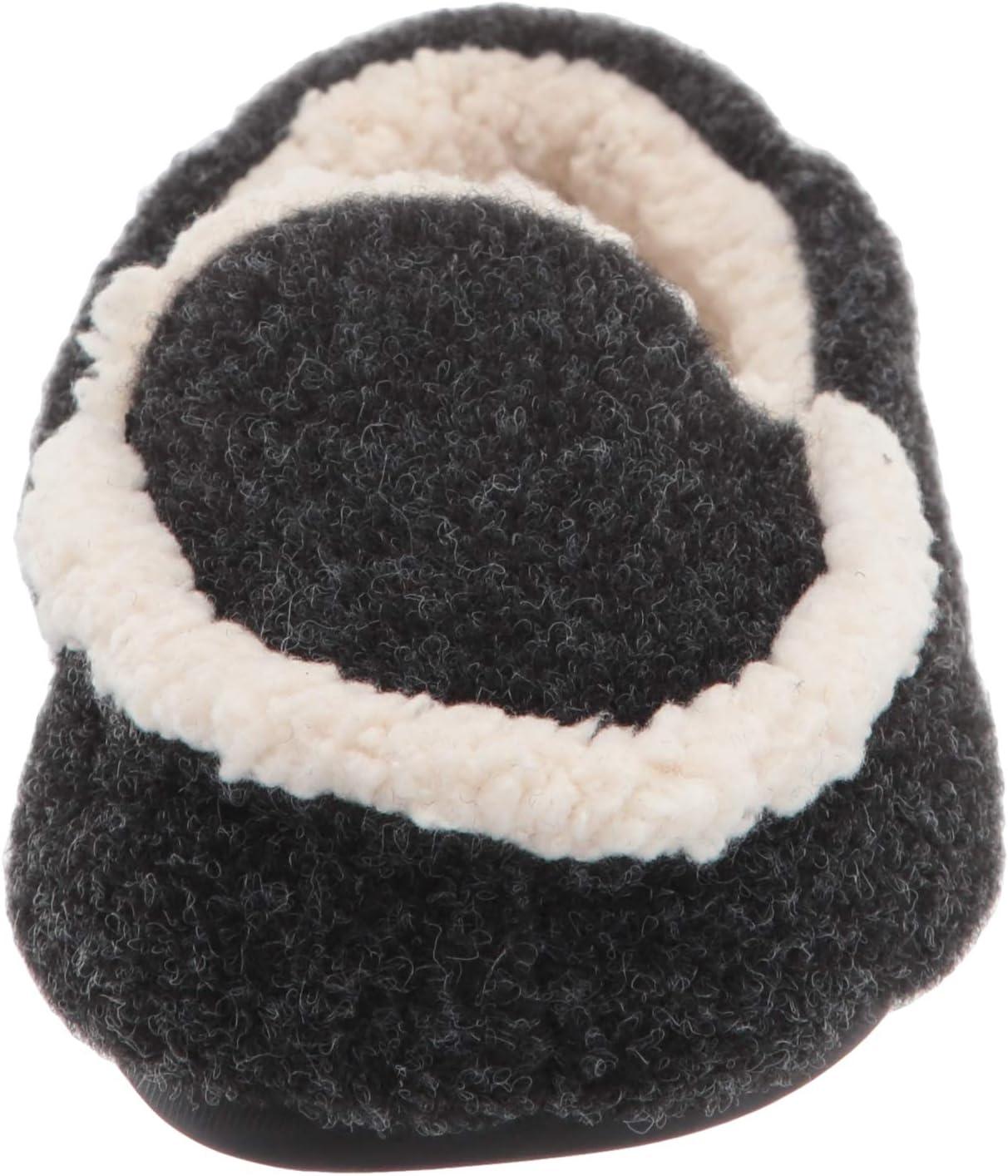 imageDearfoams unisex child Hunter Felted Plaid Moccasin Slipper Black Solid 1112 Big Kid US