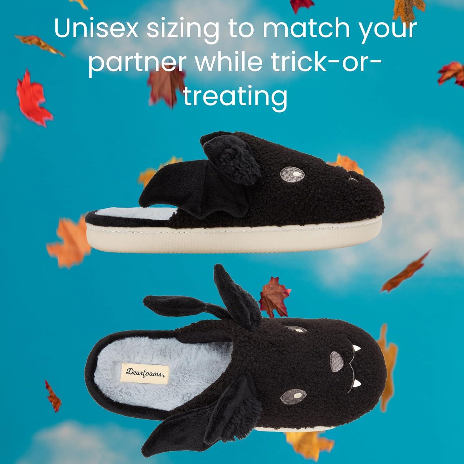 imageDearfoams unisexadult Spooky Fuzzy Halloween Pumpkin Jack O LanternBlack Bat