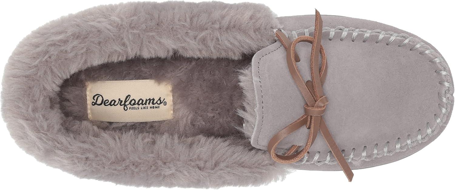 imageDearfoams womens Bethany Genuine Suede MoccasinMedium Grey