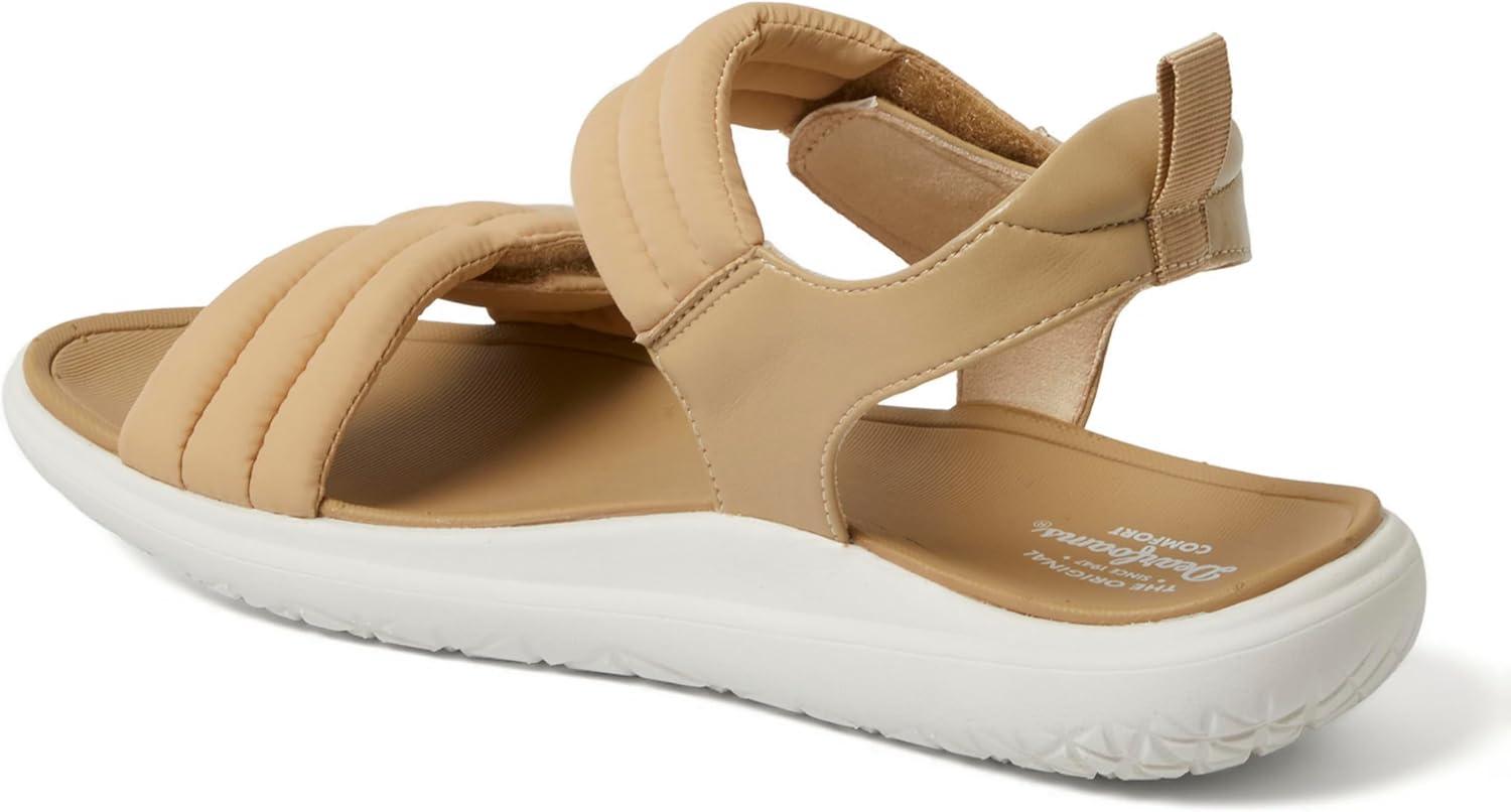 imageDearfoams womens Comfortable Strap Sandal Thea Easy on Off Cushioned Lightweight Walking Shoe SandalKhaki