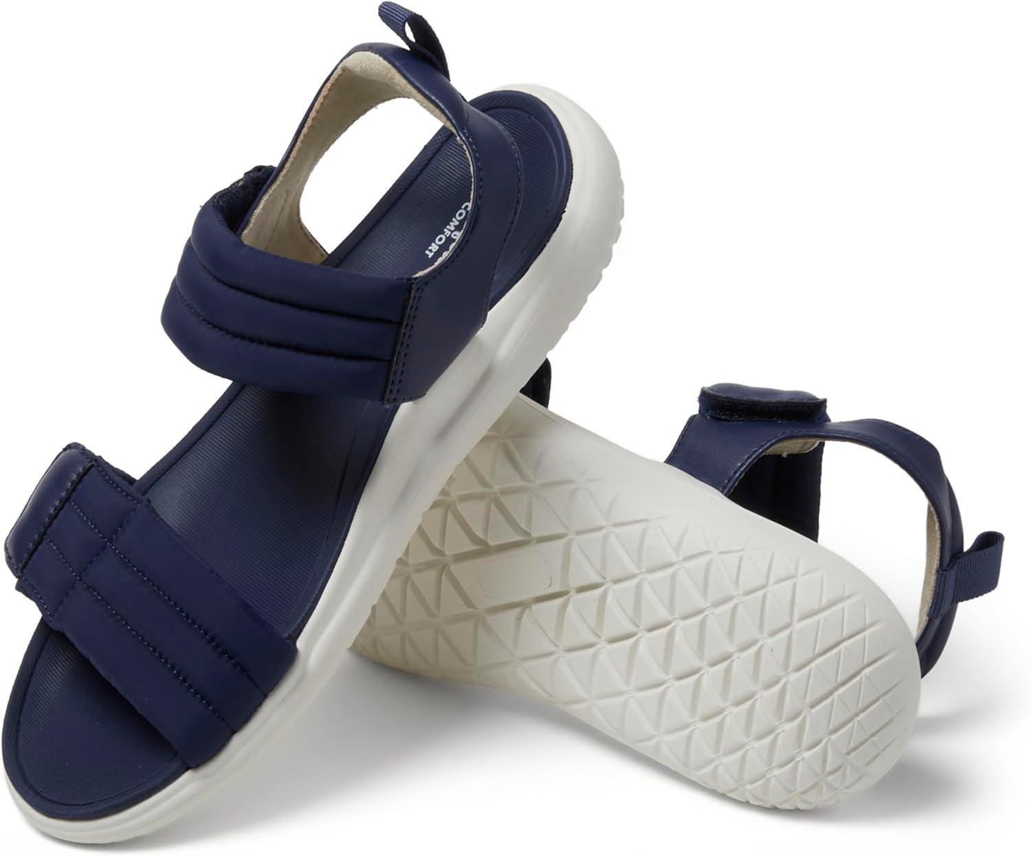 imageDearfoams womens Comfortable Strap Sandal Thea Easy on Off Cushioned Lightweight Walking Shoe SandalNavy