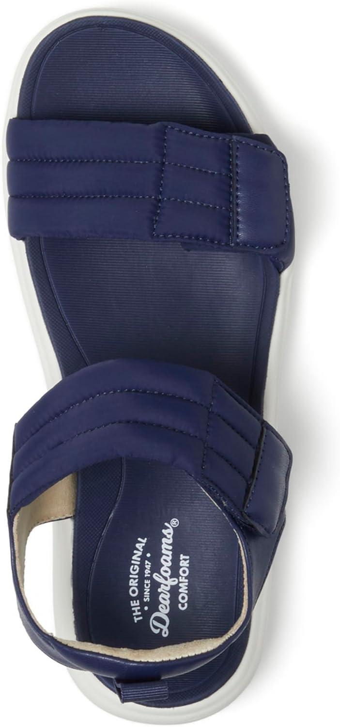 imageDearfoams womens Comfortable Strap Sandal Thea Easy on Off Cushioned Lightweight Walking Shoe SandalNavy