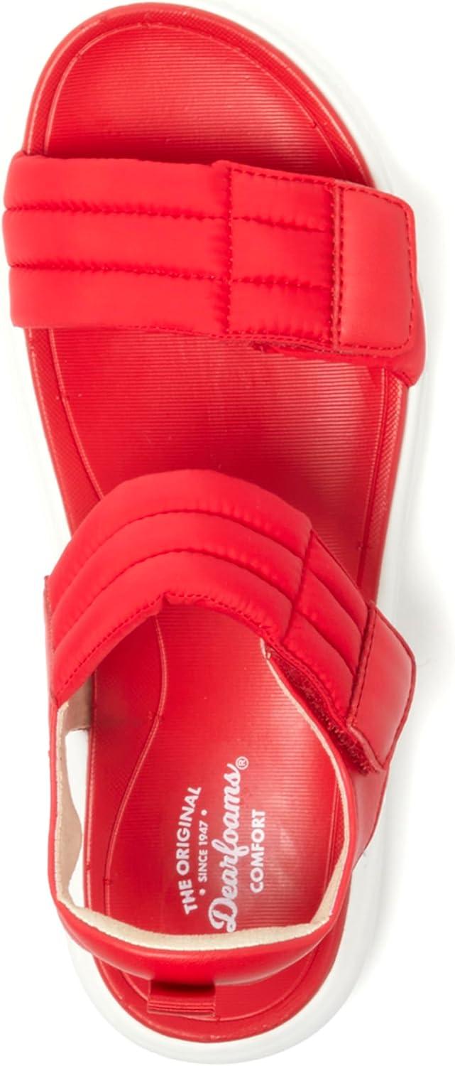 imageDearfoams womens Comfortable Strap Sandal Thea Easy on Off Cushioned Lightweight Walking Shoe SandalTrue Red