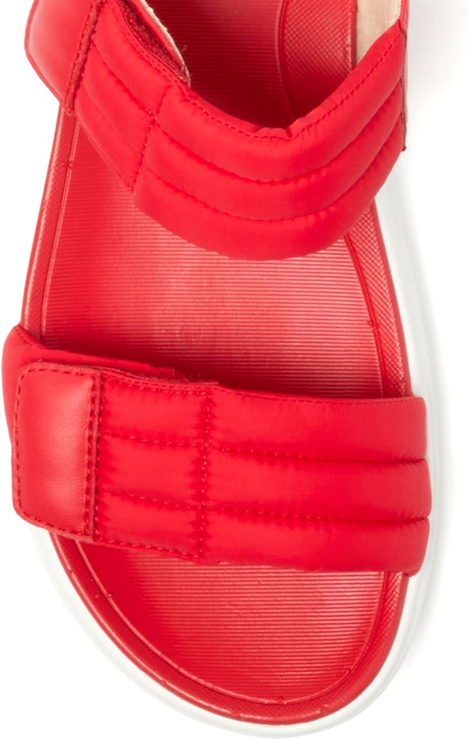 imageDearfoams womens Comfortable Strap Sandal Thea Easy on Off Cushioned Lightweight Walking Shoe SandalTrue Red