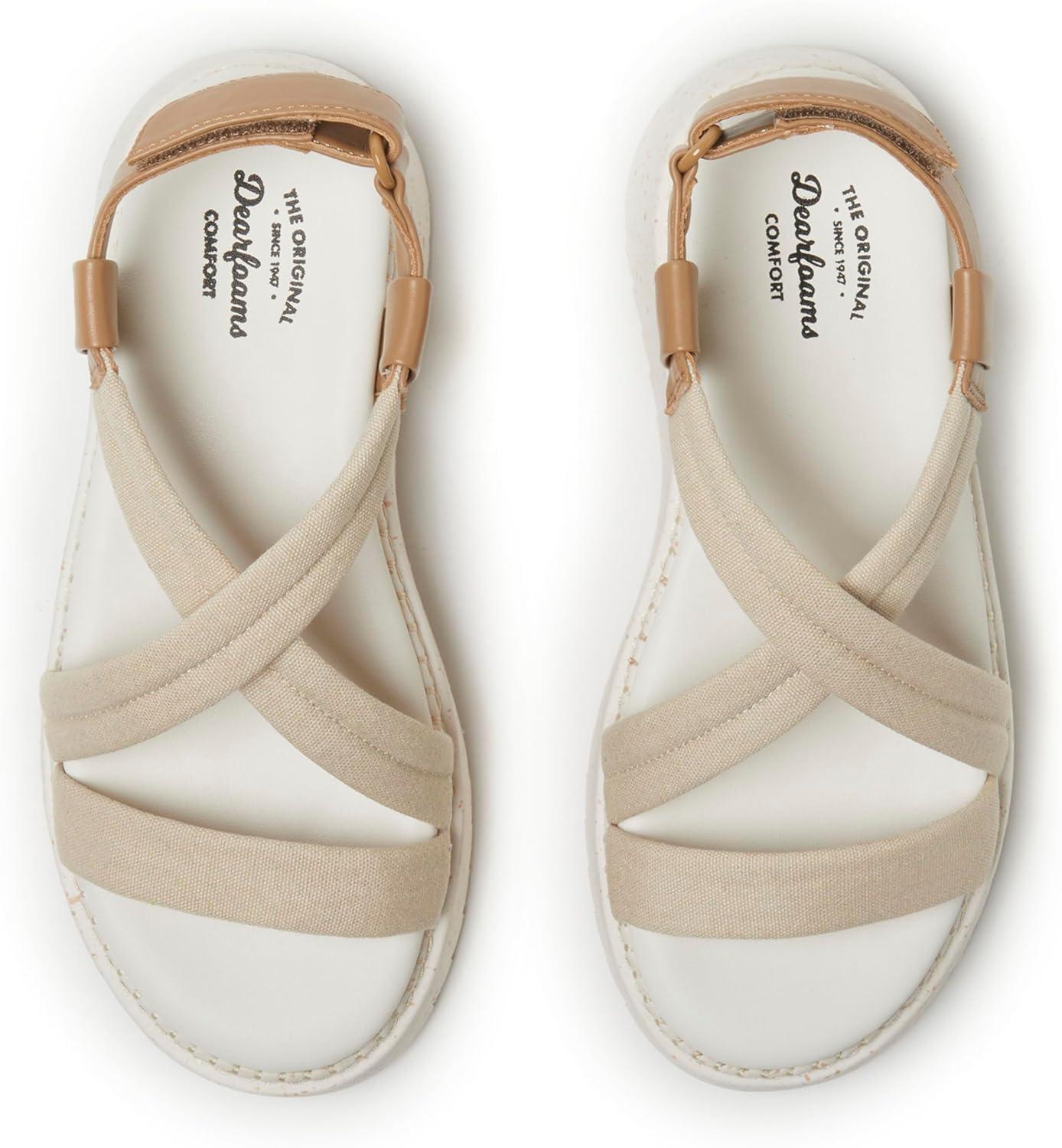 imageDearfoams womens Daylen Comfortable Adjustable Strap Platform SandalBeige