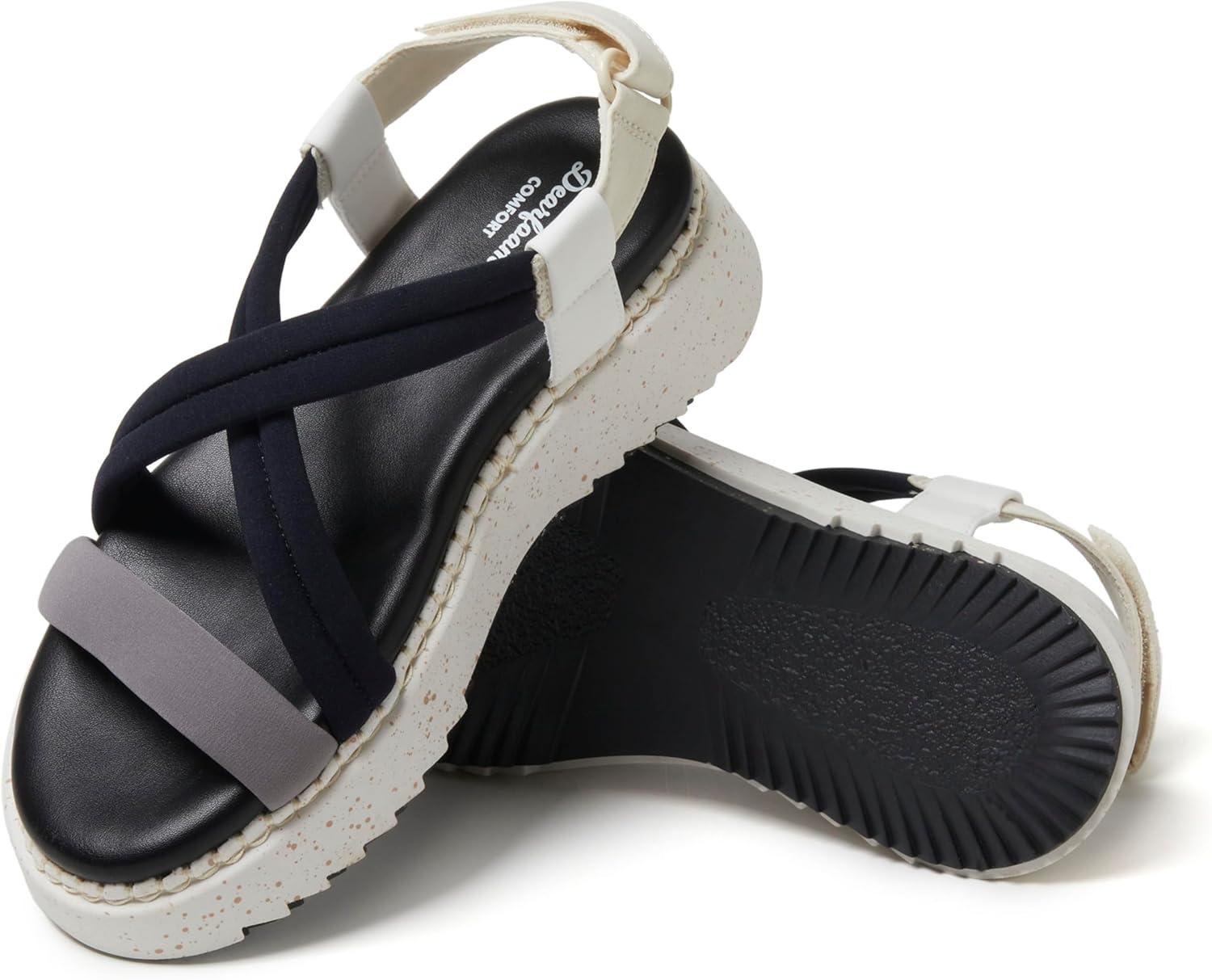 imageDearfoams womens Daylen Comfortable Adjustable Strap Platform SandalBlack