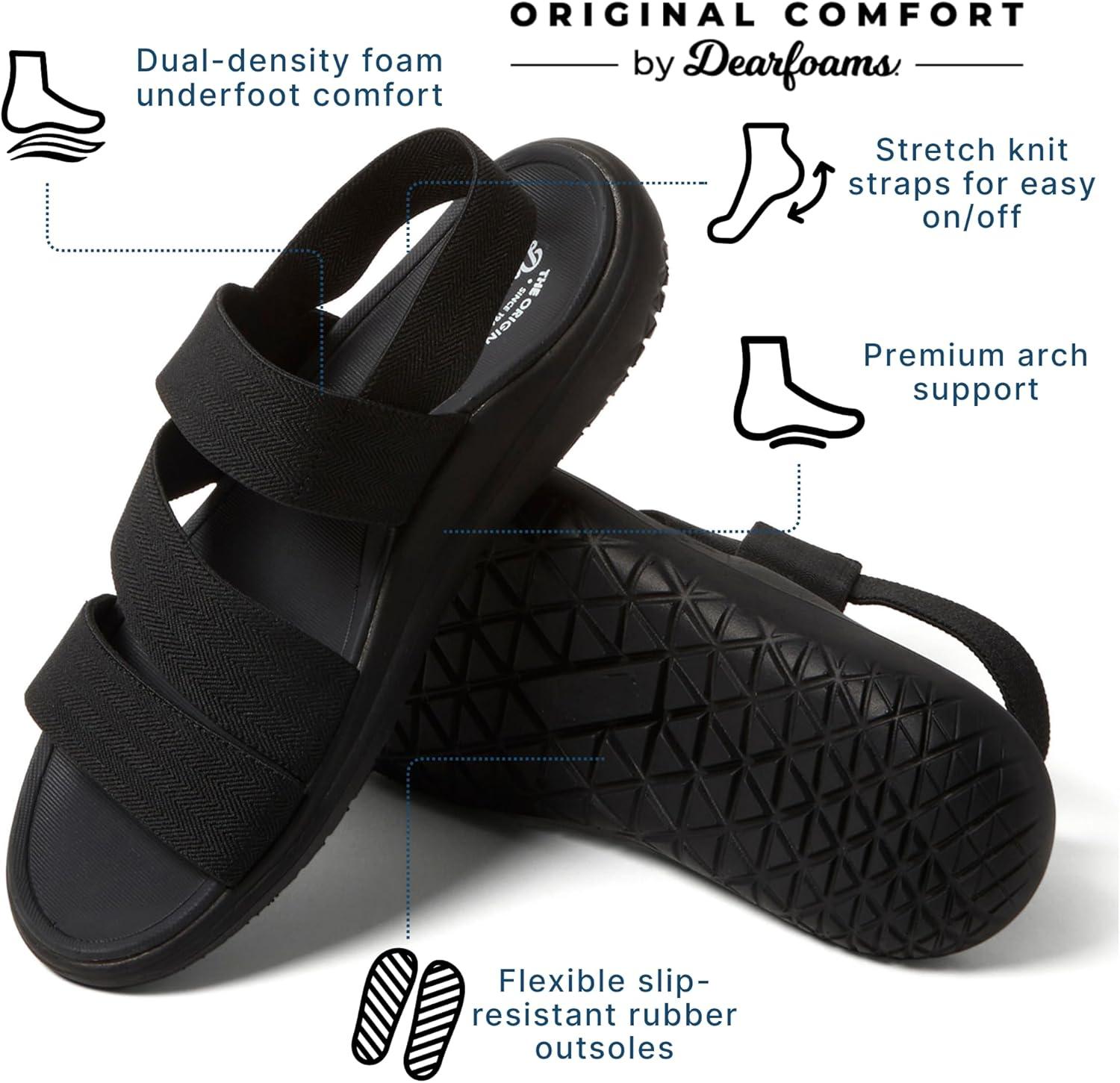 imageDearfoams womens Dearfoams Emilia Womens Sandal Slip on Comfortable Cushioned Gore Lightweight SandalBlack