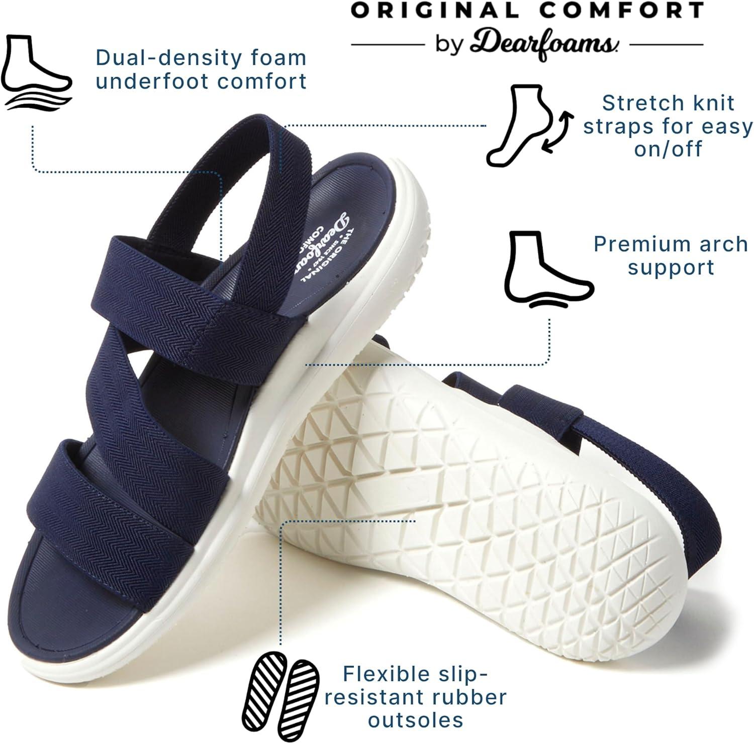 imageDearfoams womens Dearfoams Emilia Womens Sandal Slip on Comfortable Cushioned Gore Lightweight SandalNavy