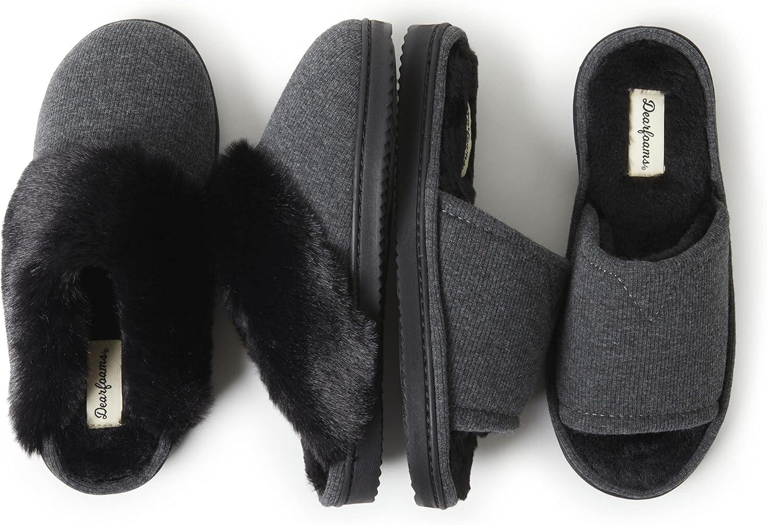 imageDearfoams womens Demi Rib Knit SlideBlack