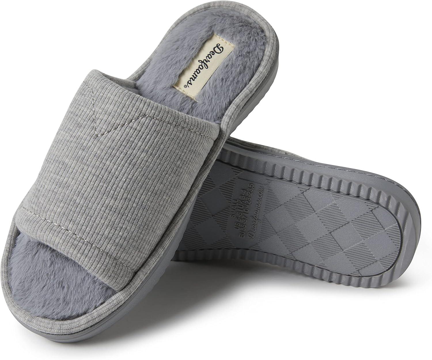 imageDearfoams womens Demi Rib Knit SlideLight Heather Grey