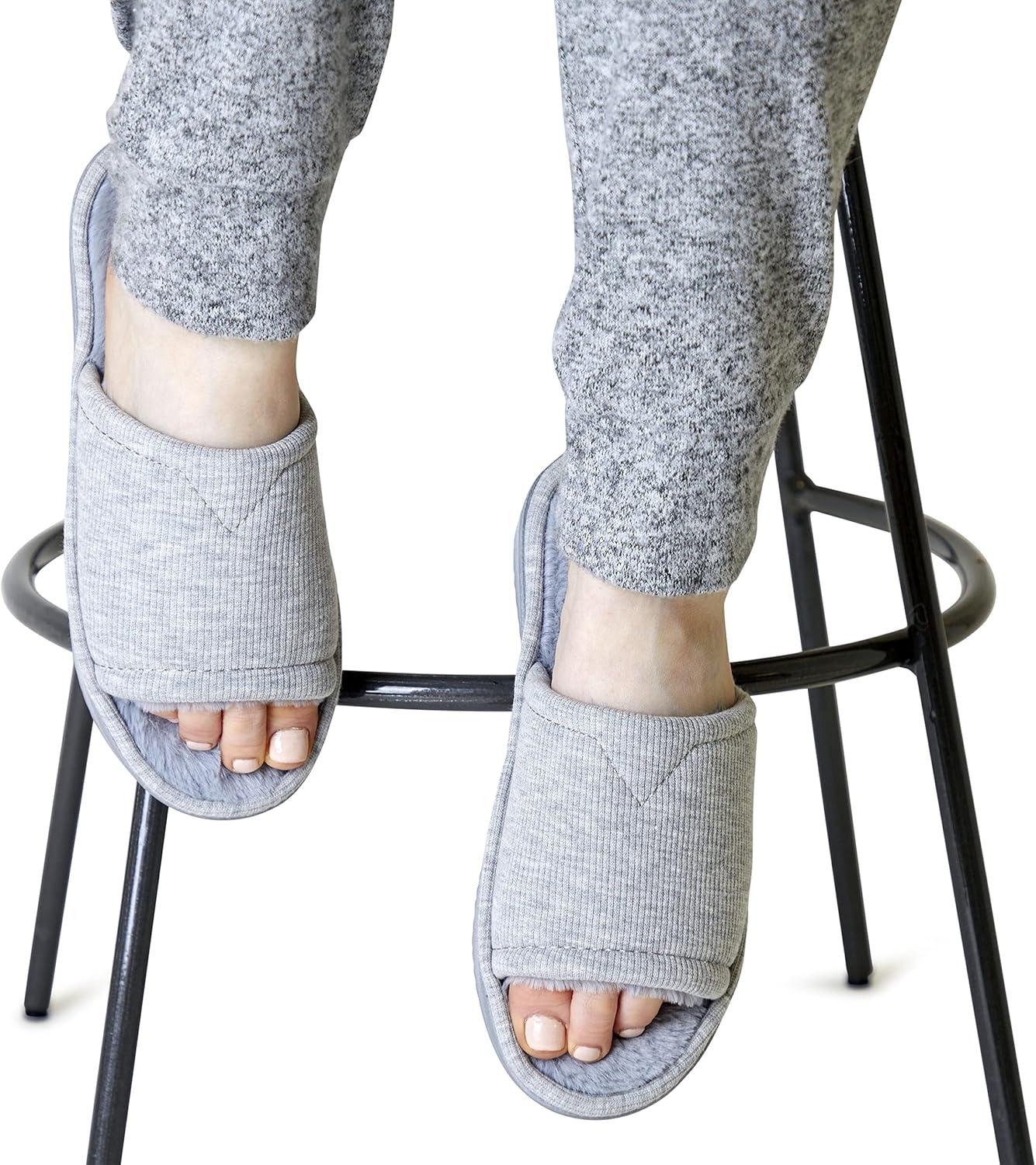 imageDearfoams womens Demi Rib Knit SlideLight Heather Grey