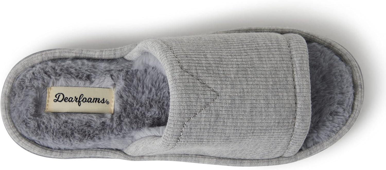 imageDearfoams womens Demi Rib Knit SlideLight Heather Grey