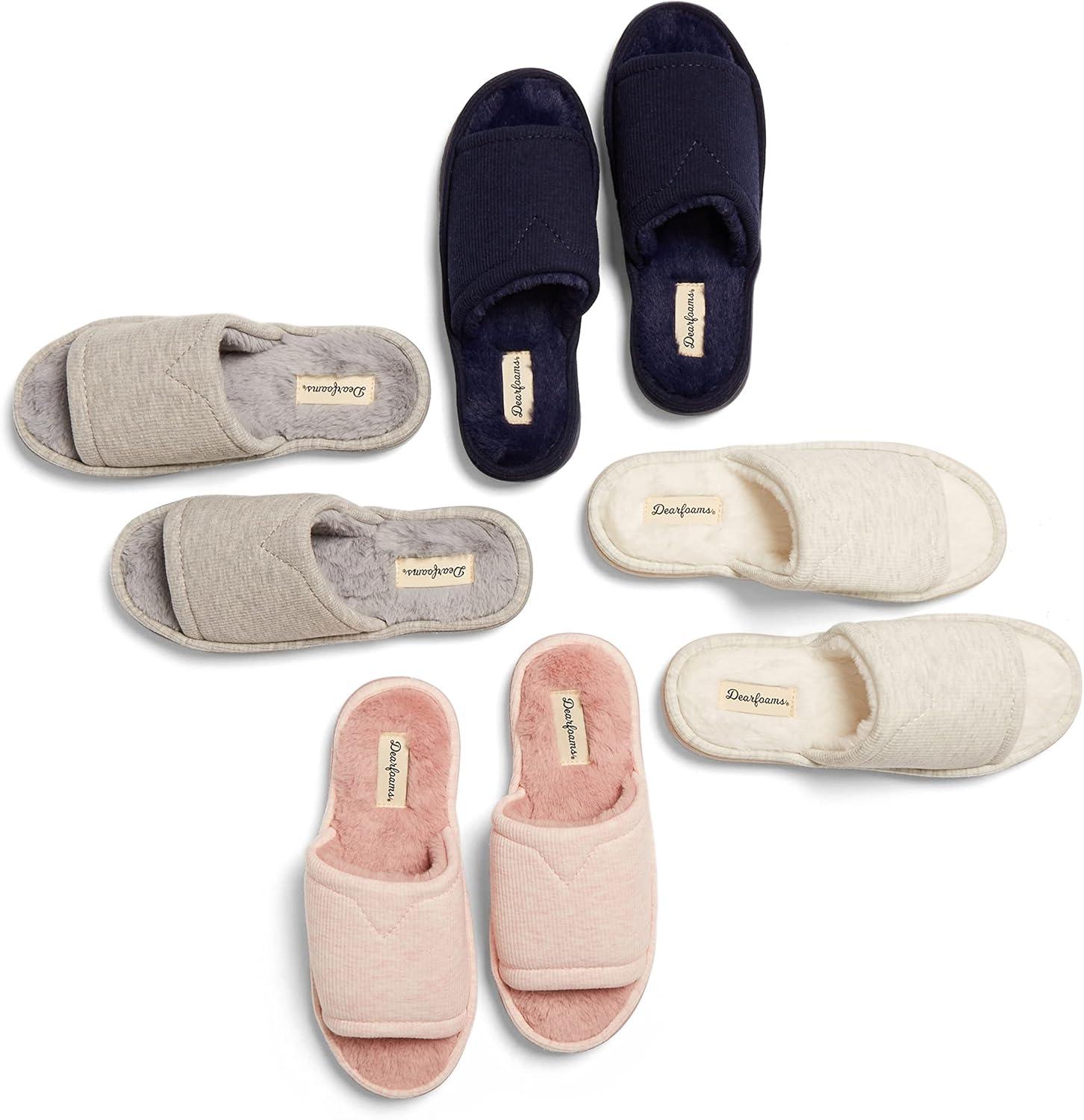 imageDearfoams womens Demi Rib Knit SlideLight Heather Grey