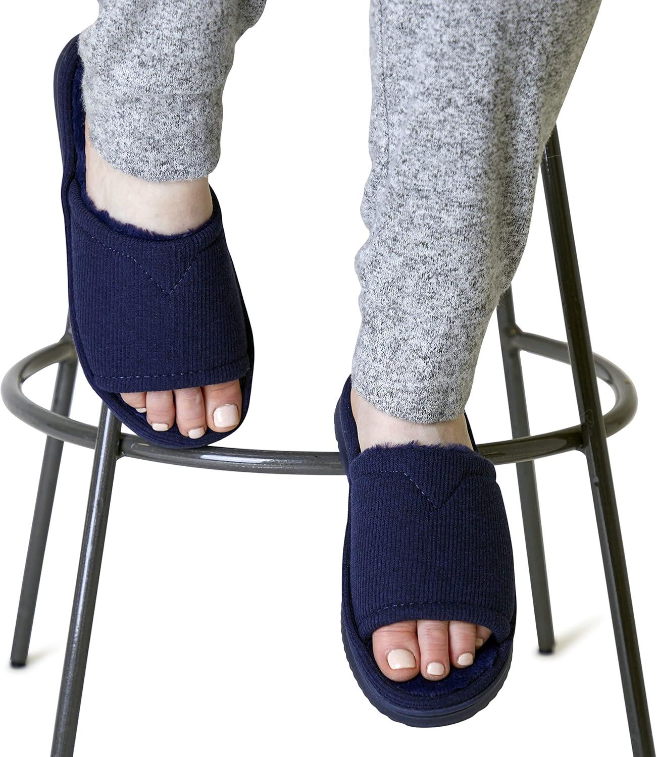 imageDearfoams womens Demi Rib Knit SlideNavy