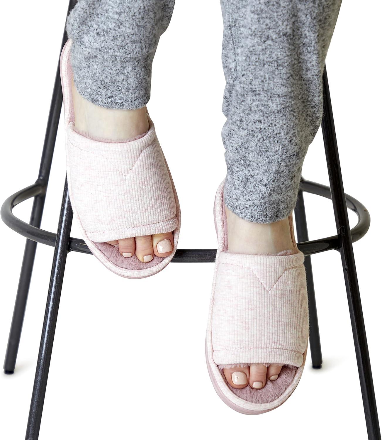 imageDearfoams womens Demi Rib Knit SlidePale Mauve