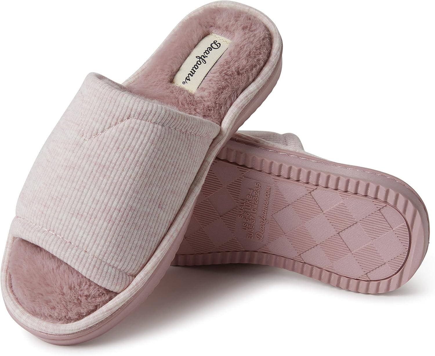imageDearfoams womens Demi Rib Knit SlidePale Mauve