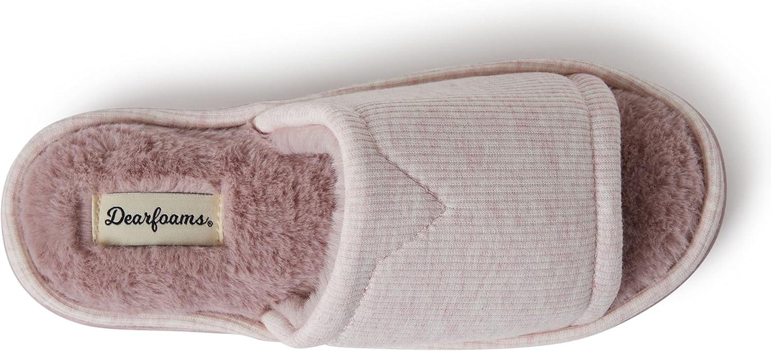 imageDearfoams womens Demi Rib Knit SlidePale Mauve