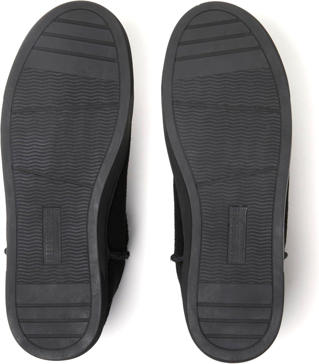 imageDearfoams womens Fireside Bathurst Genuine Shearling Water Resistant Durable Memory Foam SlipperBlack
