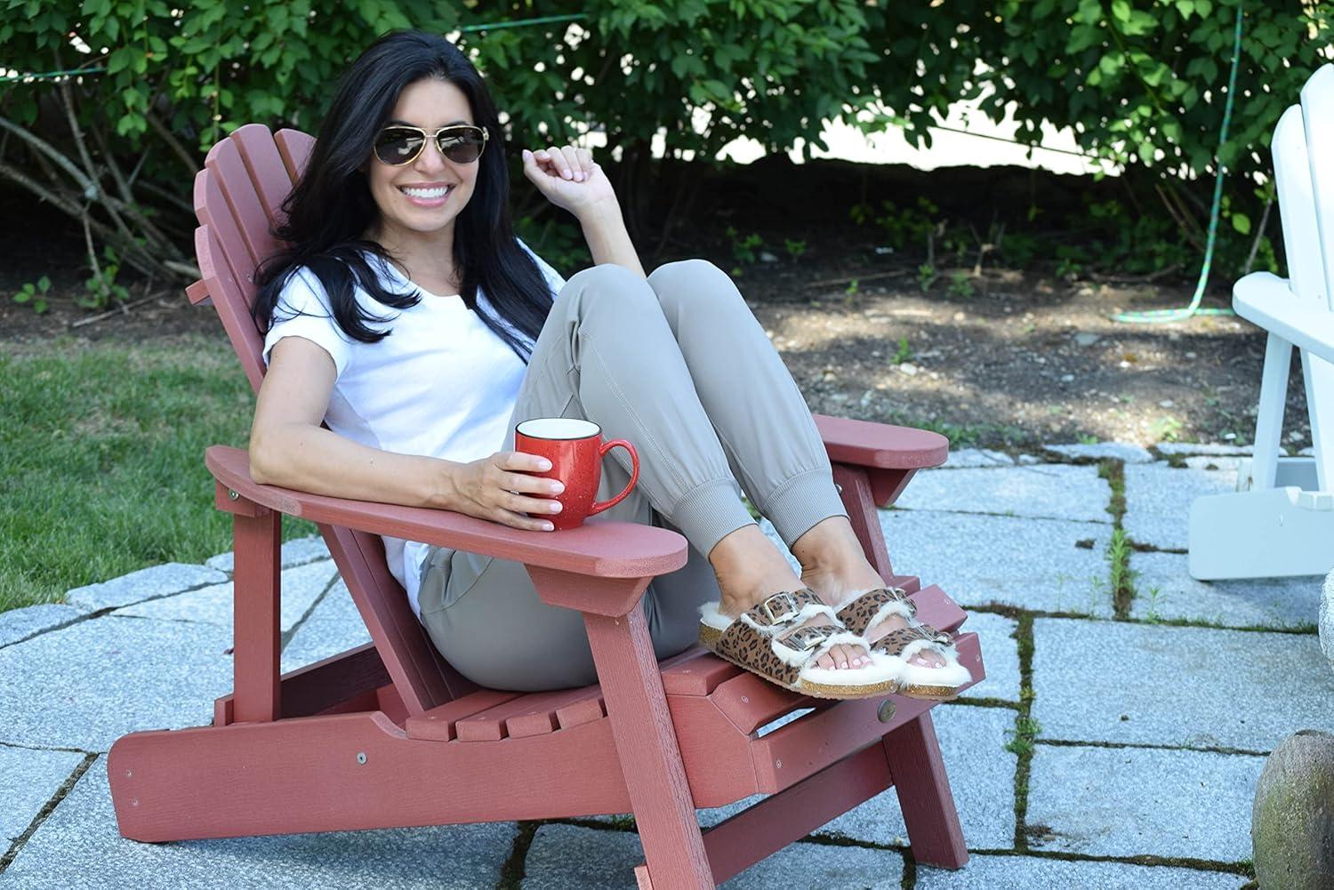 imageDearfoams womens Fireside Tamworth Shearling Slide Sandal With Cork Footbed and Adjustable BucklesChestnut