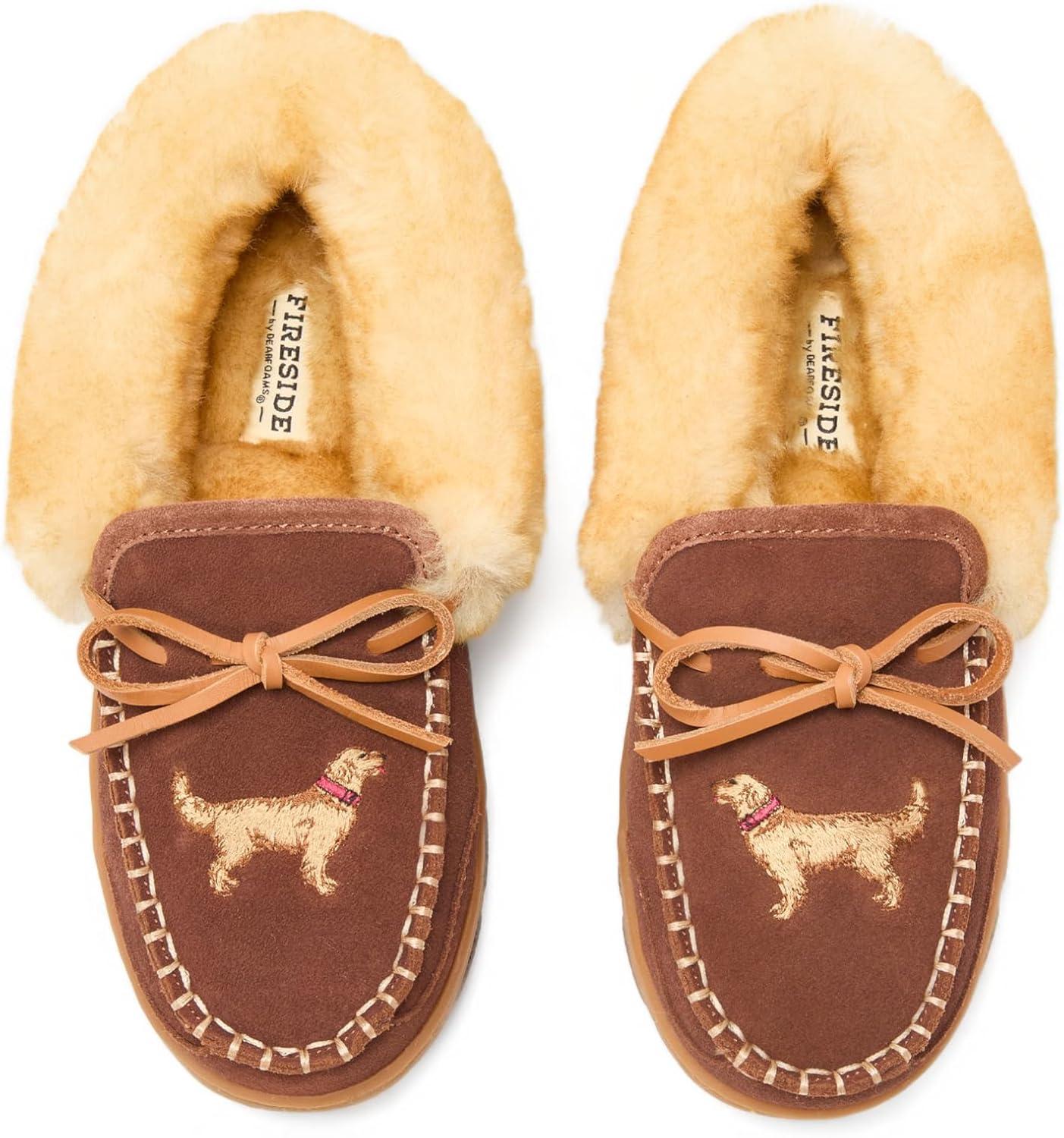 imageDearfoams womens Genuine Australian Shearling Moccasin Slipper Gladstone Indoor Outdoor House ShoePotting Soil