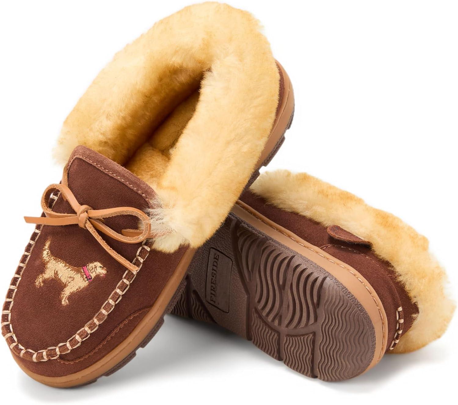 imageDearfoams womens Genuine Australian Shearling Moccasin Slipper Gladstone Indoor Outdoor House ShoePotting Soil