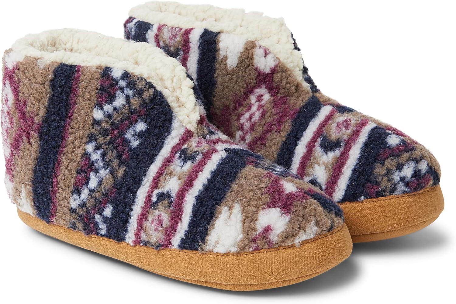 imageDearfoams womens Heritage Warm Up BootieNavy Multi Teddy