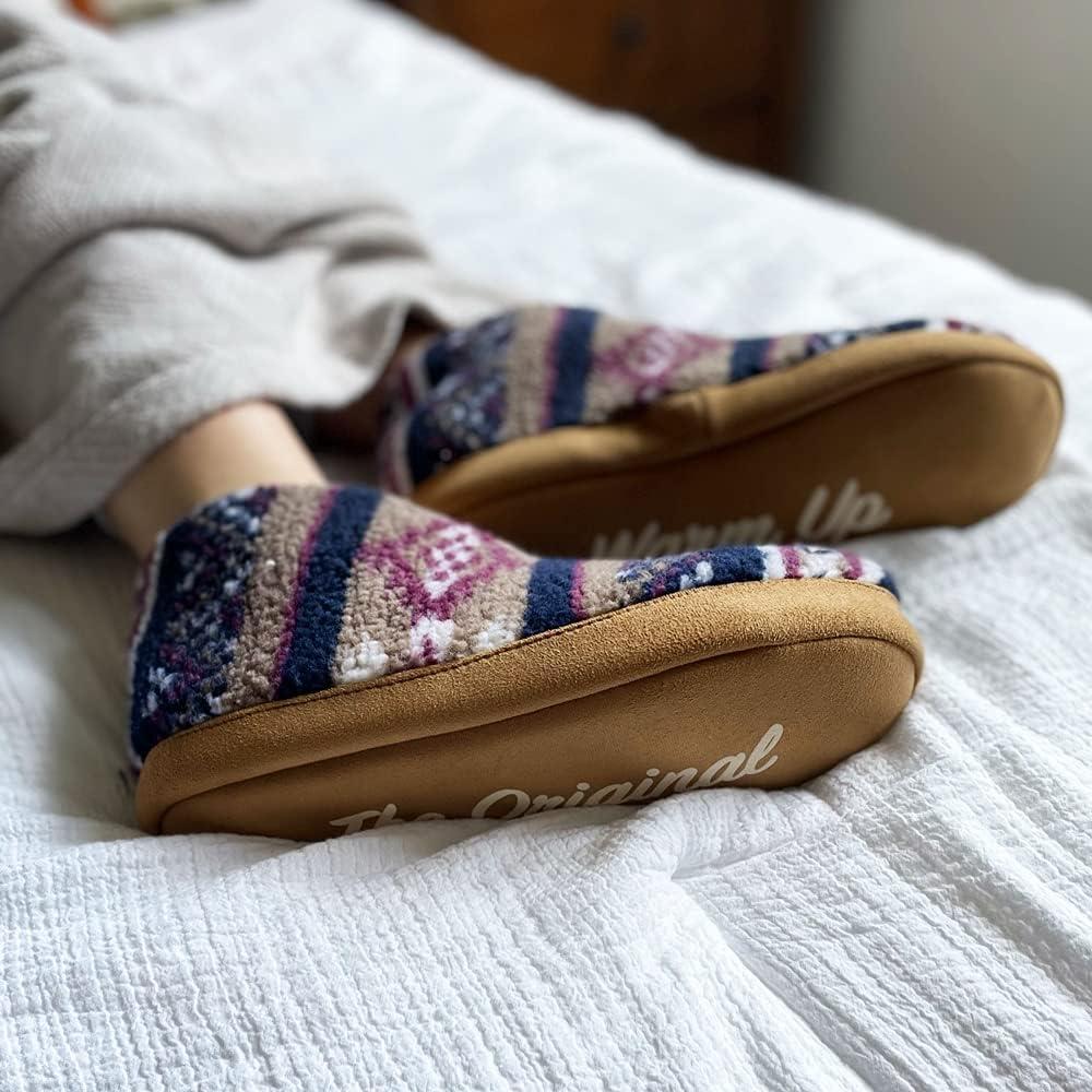 imageDearfoams womens Heritage Warm Up BootieNavy Multi Teddy